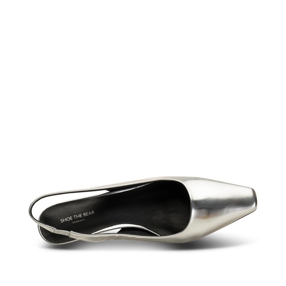 Ann Taylor Metallic Squaretoe Slingback Pump Heels 8.5M Silver Holliday Classic - Picture 5 of 11